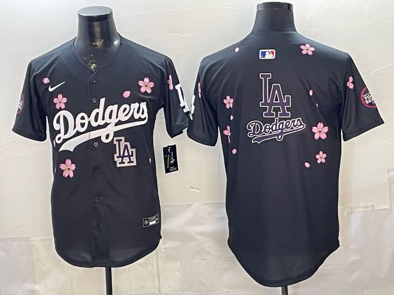 Men Nike 2026 Los Angeles Dodgers Blank Black Sakura Edition Game MLB Jersey 0020